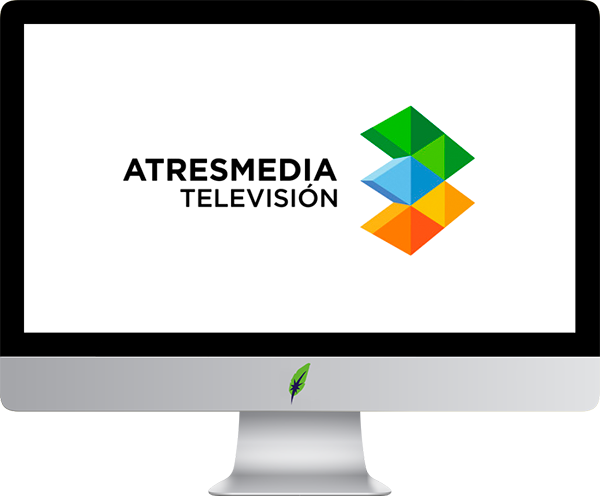 Afbeelding computerscherm met logo Atresmedia - Spanje - in kleur op transparante achtergrond - 600 * 496 pixels